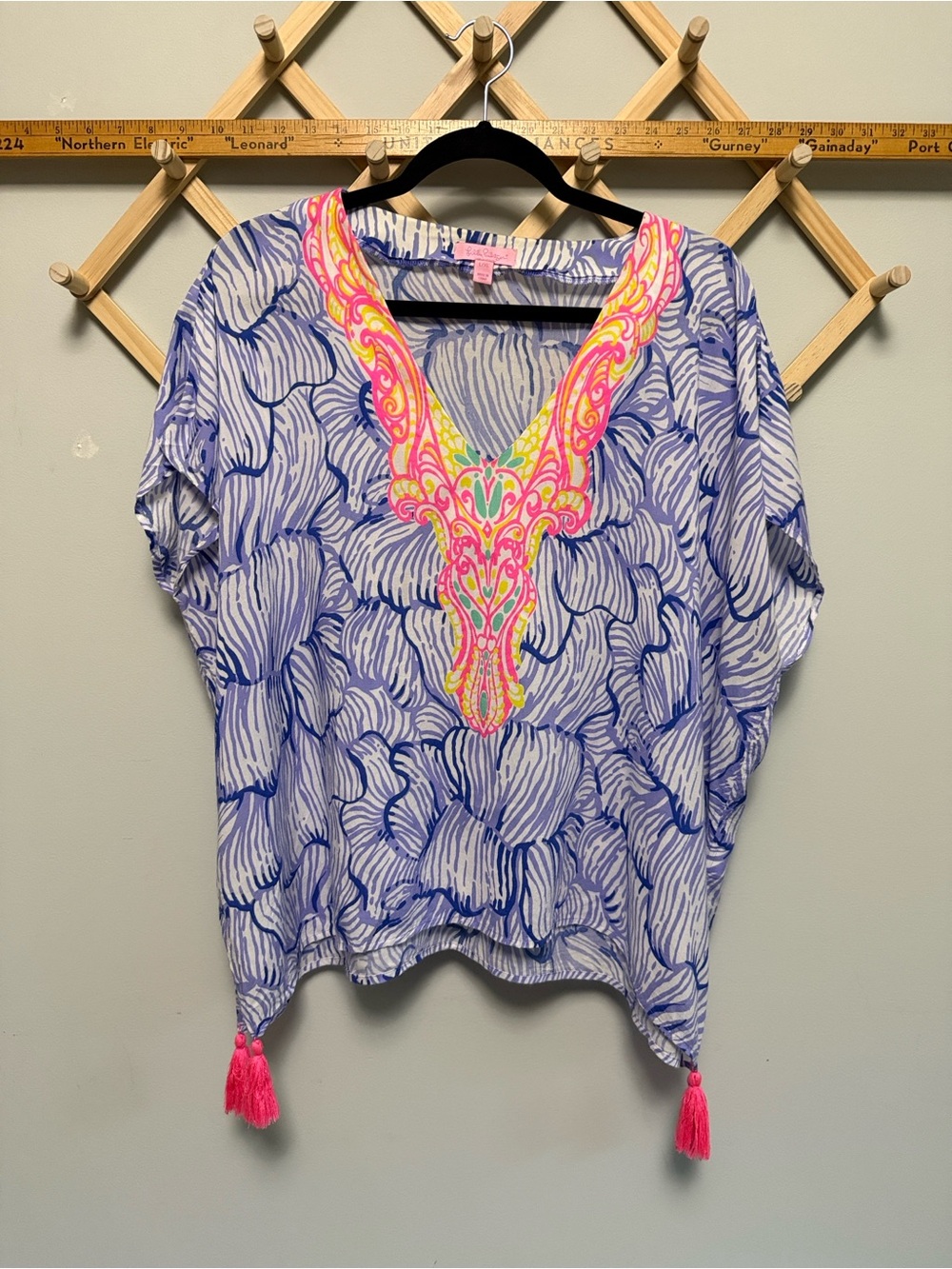 Lily Pulitzer Pink & Blue Floral Tunic Top L/XL β Resort, Beach & Vacation